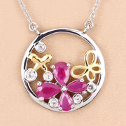 Bids.com 1.47 Carat Genuine Ruby and White Topaz .925 Sterling Silver Pendant Pendants