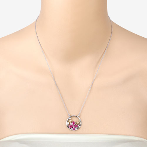 Bids.com 1.47 Carat Genuine Ruby and White Topaz .925 Sterling Silver Pendant Pendants