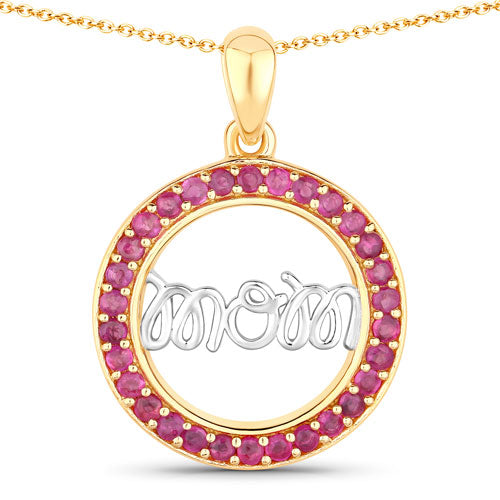 Bids.com 0.64 Carat Genuine Ruby .925 Sterling Silver Pendant Pendants