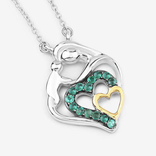 Bids.com 0.24 Carat Genuine Emerald .925 Sterling Silver Pendant Pendants