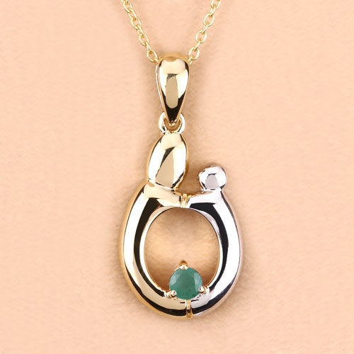 Bids.com 0.17 Carat Genuine Emerald .925 Sterling Silver Pendant Pendants