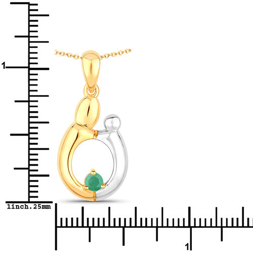 Bids.com 0.17 Carat Genuine Emerald .925 Sterling Silver Pendant Pendants