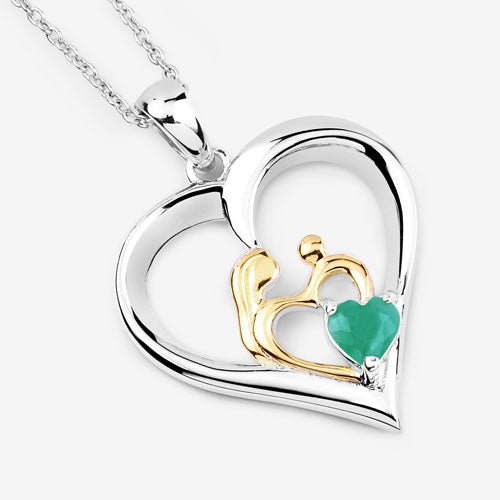 Bids.com 0.45 Carat Genuine Emerald .925 Sterling Silver Pendant Pendants
