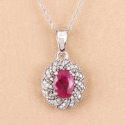 Bids.com 0.95 Carat Genuine Ruby and White Diamond 10K White Gold Pendant Pendants