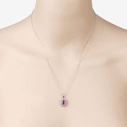 Bids.com 0.95 Carat Genuine Ruby and White Diamond 10K White Gold Pendant Pendants