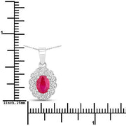 Bids.com 0.95 Carat Genuine Ruby and White Diamond 10K White Gold Pendant Pendants