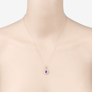 Bids.com 0.95 Carat Genuine Ruby and White Diamond 10K Yellow Gold Pendant Pendants