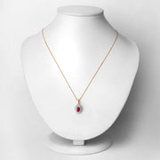 Bids.com 0.95 Carat Genuine Ruby and White Diamond 10K Yellow Gold Pendant Pendants