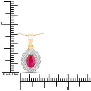 Bids.com 0.95 Carat Genuine Ruby and White Diamond 10K Yellow Gold Pendant Pendants