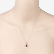 Bids.com 1.60 Carat Genuine Ruby and White Diamond 10K Yellow Gold Pendant Pendants