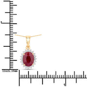Bids.com 1.60 Carat Genuine Ruby and White Diamond 10K Yellow Gold Pendant Pendants