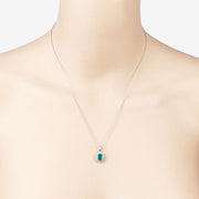 Bids.com 1.36 Carat Genuine Zambian Emerald and White Diamond 10K White Gold Pendant Pendants