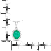 Bids.com 1.36 Carat Genuine Zambian Emerald and White Diamond 10K White Gold Pendant Pendants