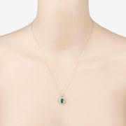 Bids.com 1.36 Carat Genuine Zambian Emerald and White Diamond 10K Yellow Gold Pendant Pendants