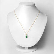 Bids.com 1.36 Carat Genuine Zambian Emerald and White Diamond 10K Yellow Gold Pendant Pendants