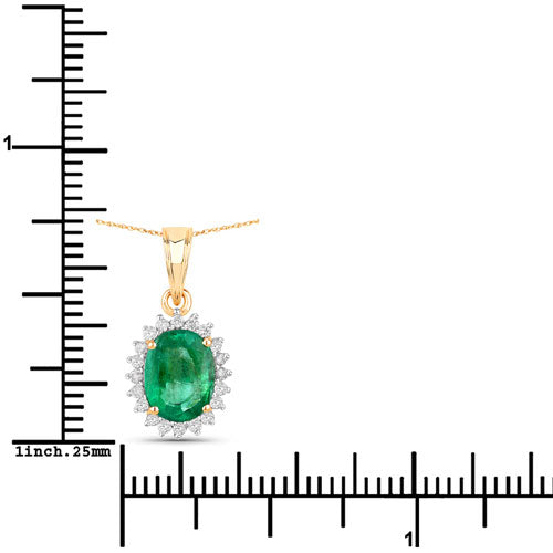 Bids.com 1.36 Carat Genuine Zambian Emerald and White Diamond 10K Yellow Gold Pendant Pendants
