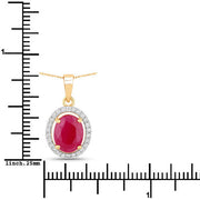 Bids.com 2.51 Carat Genuine Ruby and White Diamond 10K Yellow Gold Pendant Pendants