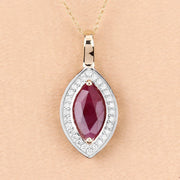 Bids.com 1.52 Carat Genuine Ruby and White Diamond 10K Yellow Gold Pendant Pendants