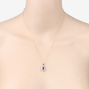 Bids.com 1.52 Carat Genuine Ruby and White Diamond 10K Yellow Gold Pendant Pendants