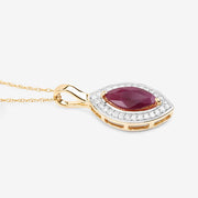 Bids.com 1.52 Carat Genuine Ruby and White Diamond 10K Yellow Gold Pendant Pendants