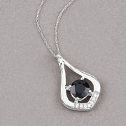 Bids.com 1.24 Carat Genuine Blue Sapphire and White Diamond 10K White Gold Pendant Pendants