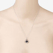 Bids.com 1.24 Carat Genuine Blue Sapphire and White Diamond 10K White Gold Pendant Pendants