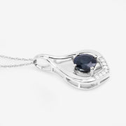 Bids.com 1.24 Carat Genuine Blue Sapphire and White Diamond 10K White Gold Pendant Pendants