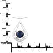 Bids.com 1.24 Carat Genuine Blue Sapphire and White Diamond 10K White Gold Pendant Pendants