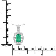 Bids.com 0.79 Carat Genuine Zambian Emerald and White Diamond 10K White Gold Pendant Pendants