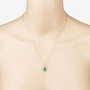 Bids.com 0.79 Carat Genuine Zambian Emerald and White Diamond 10K Yellow Gold Pendant Pendants