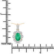 Bids.com 0.79 Carat Genuine Zambian Emerald and White Diamond 10K Yellow Gold Pendant Pendants