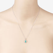 Bids.com 0.83 Carat Genuine Zambian Emerald and White Diamond 10K White Gold Pendant Pendants