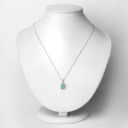 Bids.com 0.83 Carat Genuine Zambian Emerald and White Diamond 10K White Gold Pendant Pendants