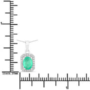 Bids.com 0.83 Carat Genuine Zambian Emerald and White Diamond 10K White Gold Pendant Pendants