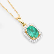 Bids.com 0.83 Carat Genuine Zambian Emerald and White Diamond 10K Yellow Gold Pendant Pendants