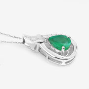 Bids.com 1.18 Carat Genuine Zambian Emerald and White Diamond 10K White Gold Pendant Pendants