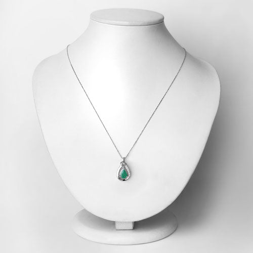 Bids.com 1.18 Carat Genuine Zambian Emerald and White Diamond 10K White Gold Pendant Pendants