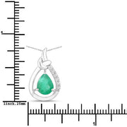 Bids.com 1.18 Carat Genuine Zambian Emerald and White Diamond 10K White Gold Pendant Pendants