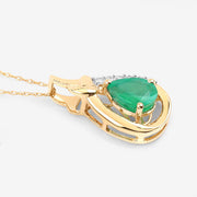 Bids.com 1.18 Carat Genuine Zambian Emerald and White Diamond 10K Yellow Gold Pendant Pendants