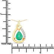 Bids.com 1.18 Carat Genuine Zambian Emerald and White Diamond 10K Yellow Gold Pendant Pendants