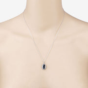 Bids.com 2.29 Carat Genuine Blue Sapphire and White Diamond 10K White Gold Pendant Pendants