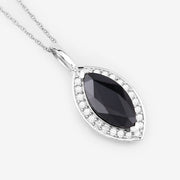Bids.com 2.29 Carat Genuine Blue Sapphire and White Diamond 10K White Gold Pendant Pendants