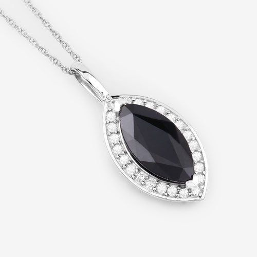 Bids.com 2.29 Carat Genuine Blue Sapphire and White Diamond 10K White Gold Pendant Pendants