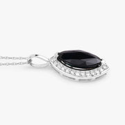 Bids.com 2.29 Carat Genuine Blue Sapphire and White Diamond 10K White Gold Pendant Pendants