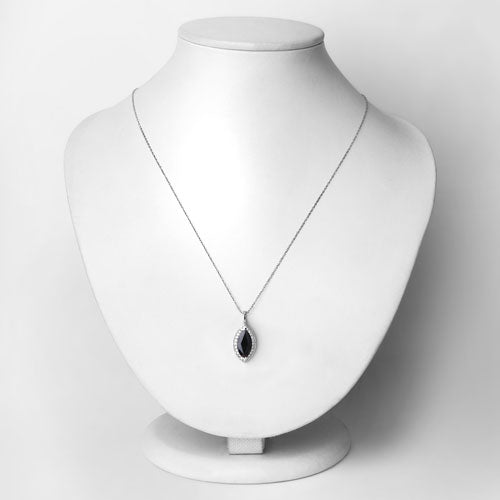 Bids.com 2.29 Carat Genuine Blue Sapphire and White Diamond 10K White Gold Pendant Pendants Lavender