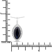 Bids.com 2.29 Carat Genuine Blue Sapphire and White Diamond 10K White Gold Pendant Pendants
