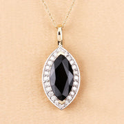 Bids.com 2.29 Carat Genuine Blue Sapphire and White Diamond 10K Yellow Gold Pendant Pendants