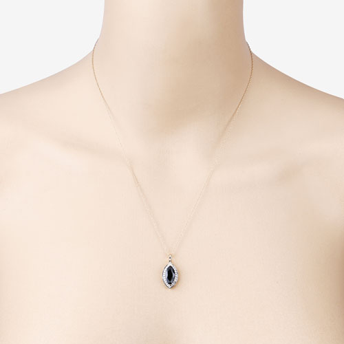Bids.com 2.29 Carat Genuine Blue Sapphire and White Diamond 10K Yellow Gold Pendant Pendants