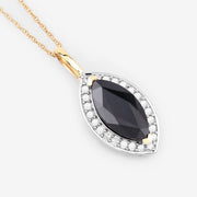 Bids.com 2.29 Carat Genuine Blue Sapphire and White Diamond 10K Yellow Gold Pendant Pendants
