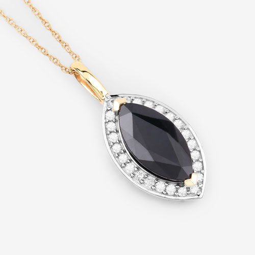 Bids.com 2.29 Carat Genuine Blue Sapphire and White Diamond 10K Yellow Gold Pendant Pendants
